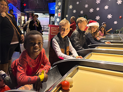 Kids smiling and playing games